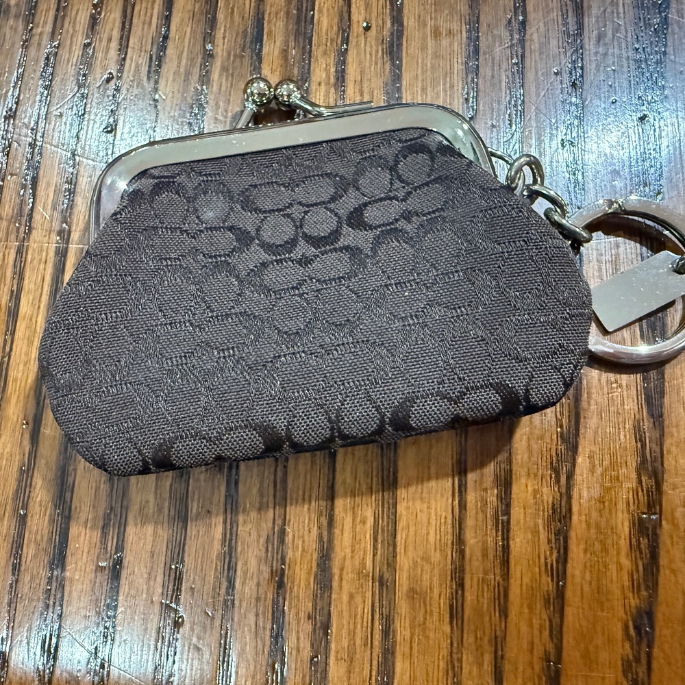 Coach Signature Mini Kisslock Coin Purse Key Fob